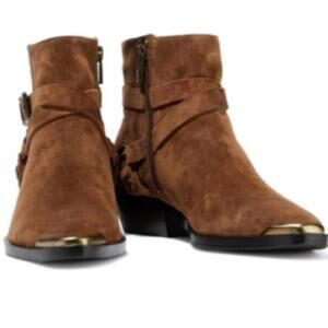 SIGERSON MORRISON Buckle-detailed suede ankle boot 38.5